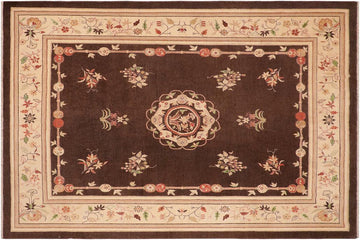handmade Geometric Kafkaz Chobi Ziegler Brown Beige Hand Knotted RECTANGLE 100% WOOL area rug 8 x 10